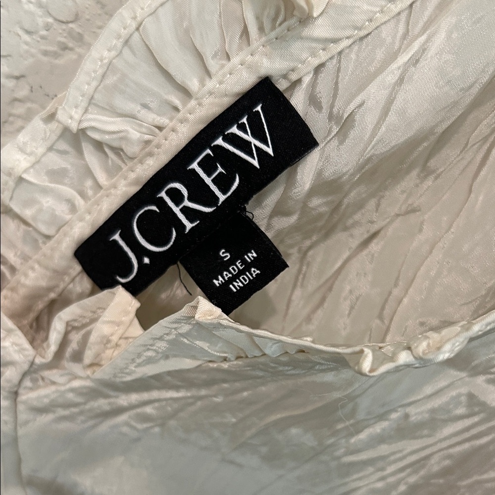 J. Crew Cream Ruffled Peasant Blouse - Picture 2 of 5